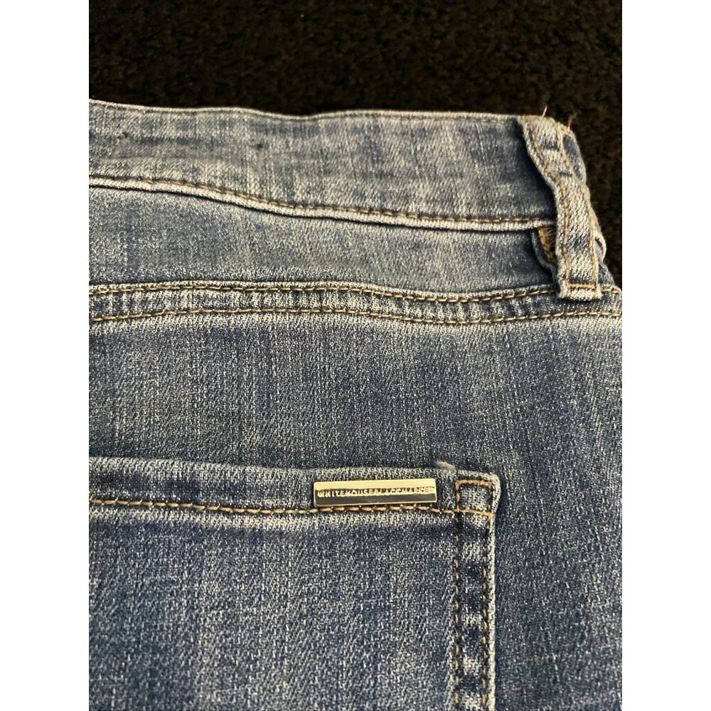 WHBM White House Jeans Womens 10 Blue Girlfriend Distressed Frayed Hem Stretch - Picture 4 of 5